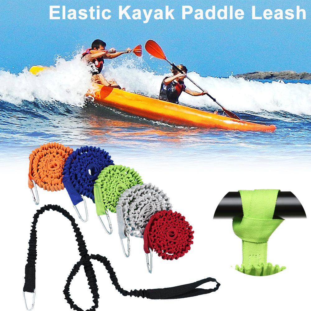 Fishing Kayak Paddle Leash - 調整可能な弾性カヤックとカヌーのパドルロッド,釣り竿,安全ロープ,カラビナ,手漕ぎアクセサリー