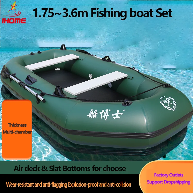 Fishing Kayak Sit On Top - インフレータブルPVCインフレータブルボート,デッキ,緑のカヤック,クラフトセット,ラバーグッド,クリップネット,1.75-3.6m
