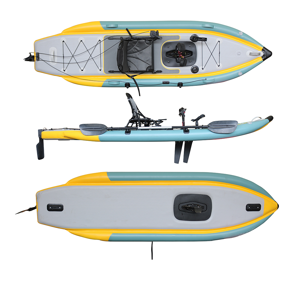 Fishing Kayak Sit In - ペダル式折りたたみ式インフレータブルPVCシットオントップフィッシングカヤック3.6m川釣り・海釣り用1人乗りエコフレンドリー