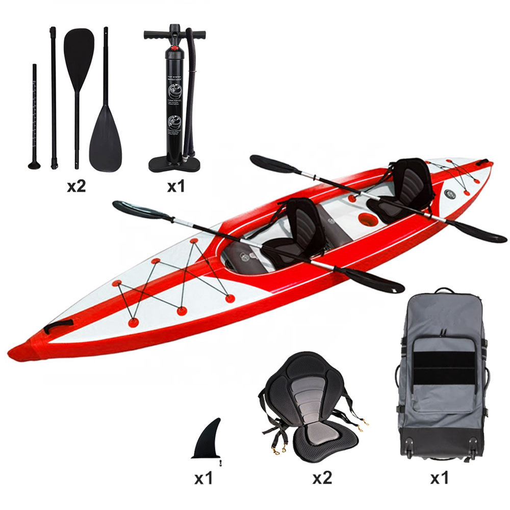 Fishing Kayak Sit In - 2人乗りドロップステッチ式インフレータブルフィッシングカヤック工場直販カスタムPVCターポリンカヤック2人乗りシットインロングオーシャン180kg