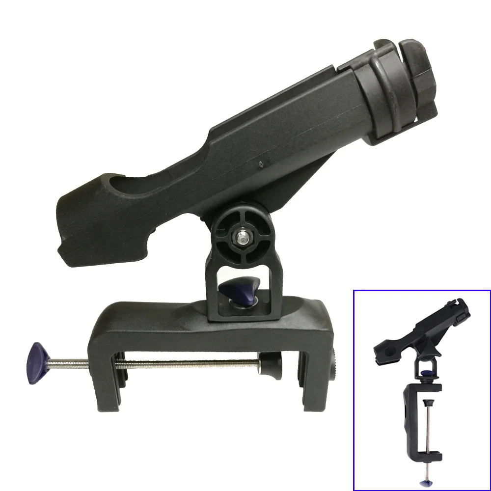 Fishing Kayak Rod Holder - クランプオン取り外し可能なヨットカヤックカヌー釣竿ラックホルダーサポートポールスタンドブラケット360度回転可能