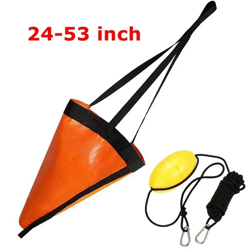 Fishing Kayak Anchor - 24/32/42/53 ''シードローグアンカーフロートマリンカヤックドリフトローイングボートフィッシングブレーキ救命ボートアンカーヨットトラクションロープブイボール