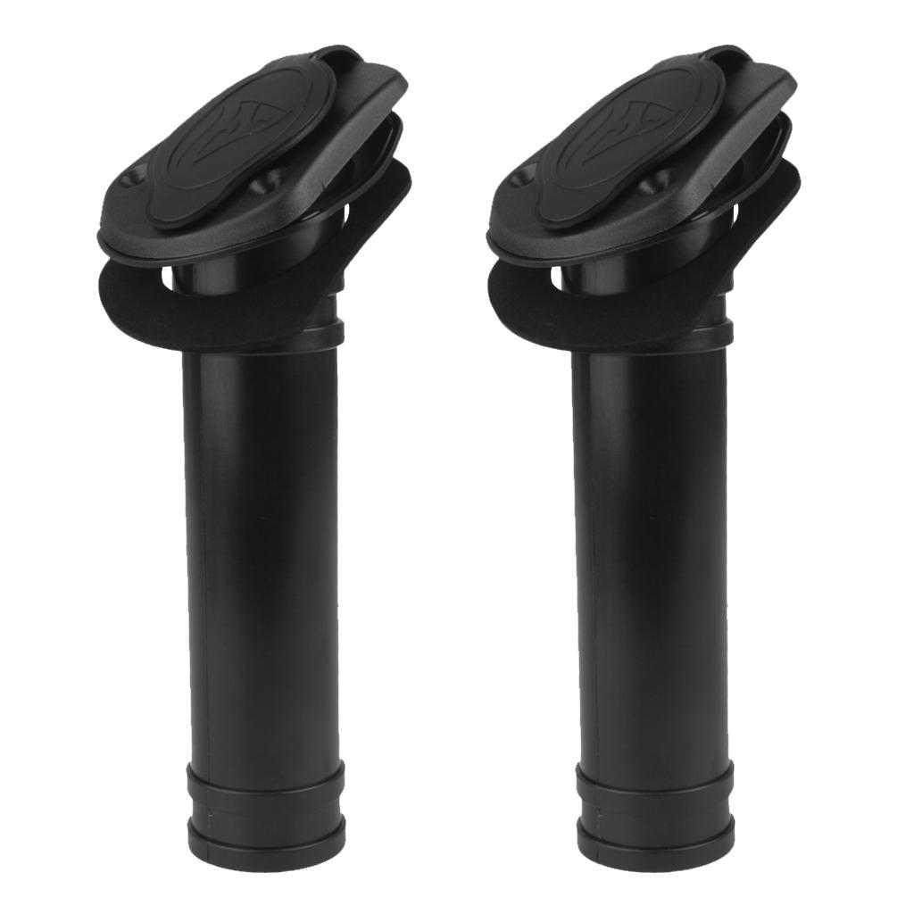 Fishing Kayak Rod Holder - ブラックナイロンボートロッドホルダー フラッシュマウントチューブラック カバーとガスケット付き カヤックカヌーフィッシング用