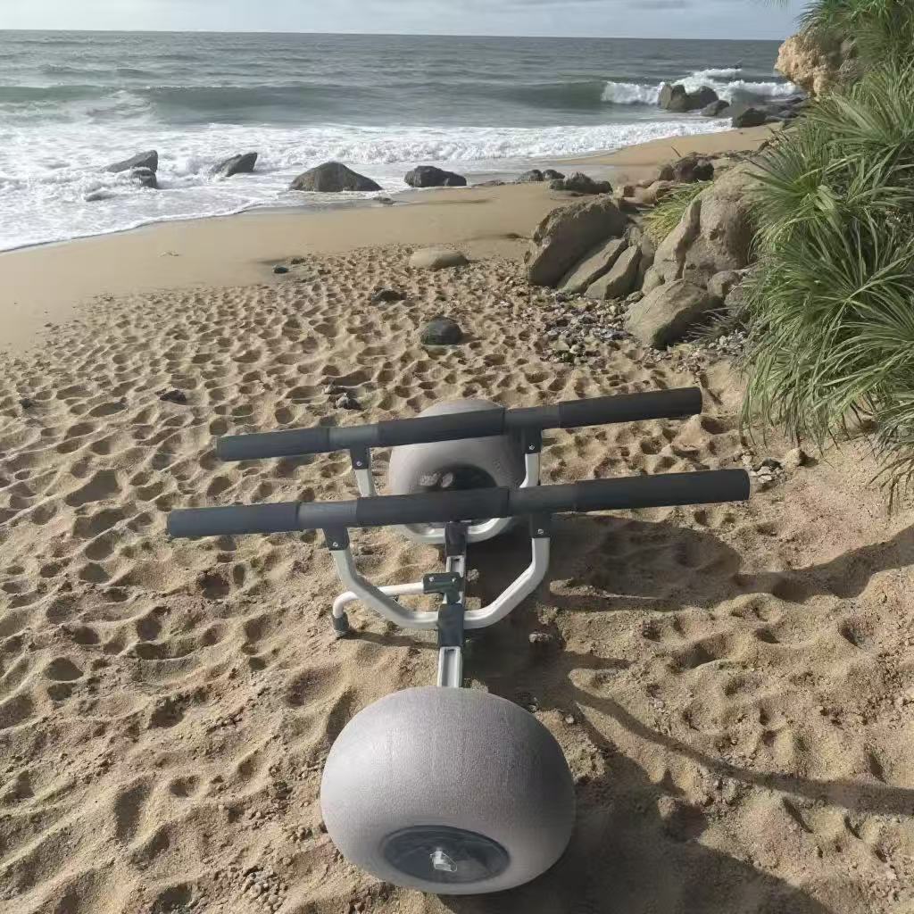 Fishing Kayak Cart - ヤクアウトドア アルミ製カヤックトロリー＆ビーチカート ペダル式フィッシングボート、サーフィン、川下り用 | 頑丈なバルーンホイールカート