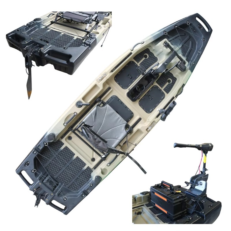 Fishing Kayak Sit In - 1人乗りHDPE/PE製シットオントップCE認証電動シーカヌーフィッシングカヤックフットペダルドライブ耐久性軽量パドル2年保証
