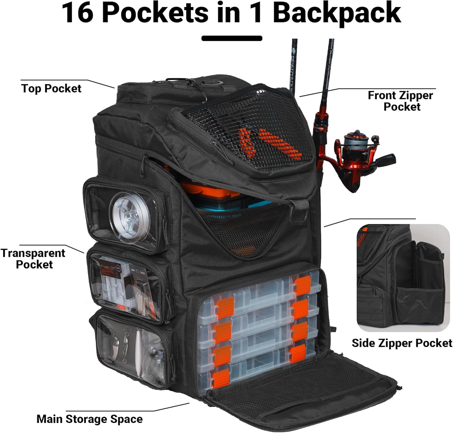 Fishing Kayak Crate - 40L釣り用バックパック タックルボックス バックパック タックルボックス 男性用 父用