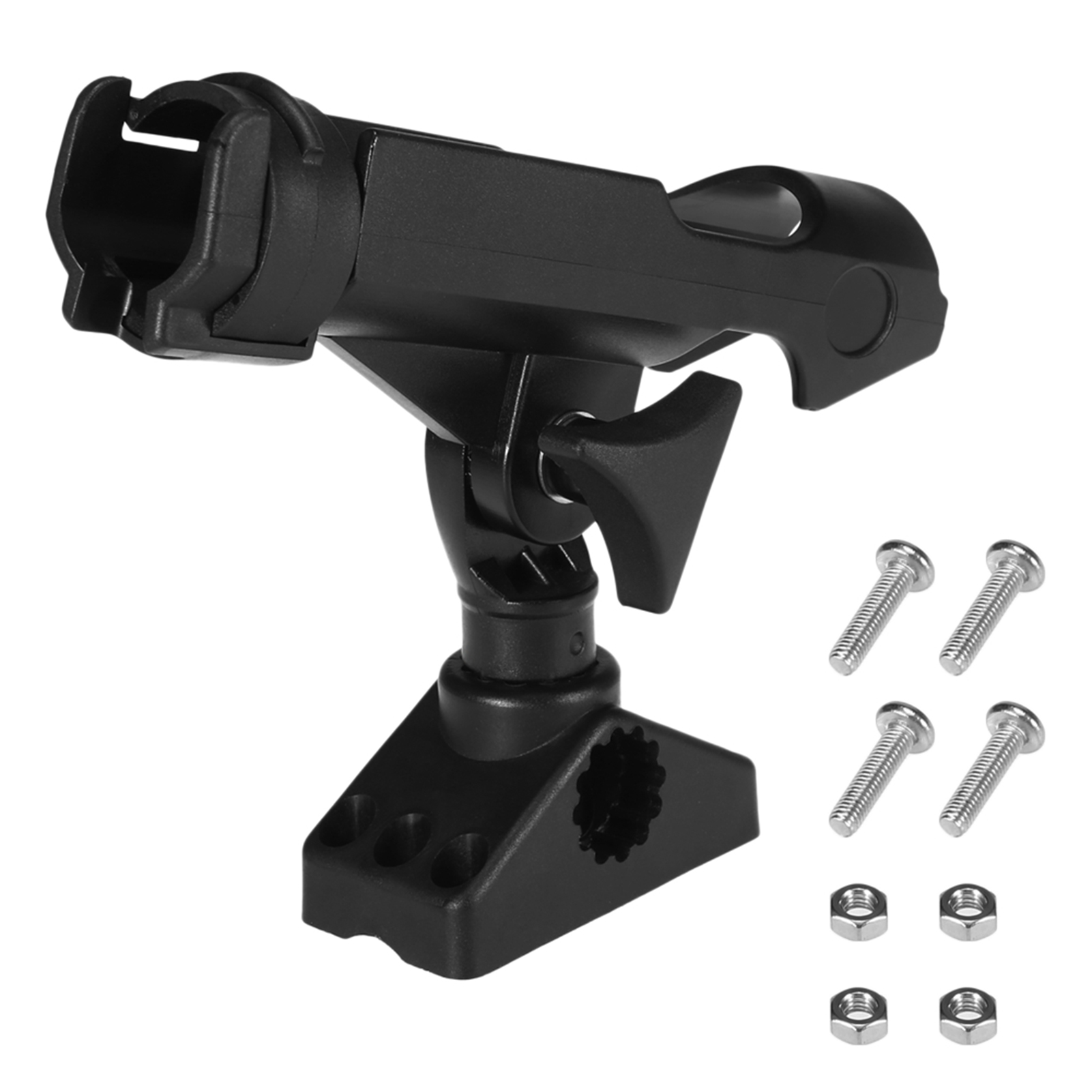 Fishing Kayak Rod Holder - ステンレス鋼の釣り竿ホルダー,360度回転ベース,調整可能なカヤックラック,釣りロッドマウント