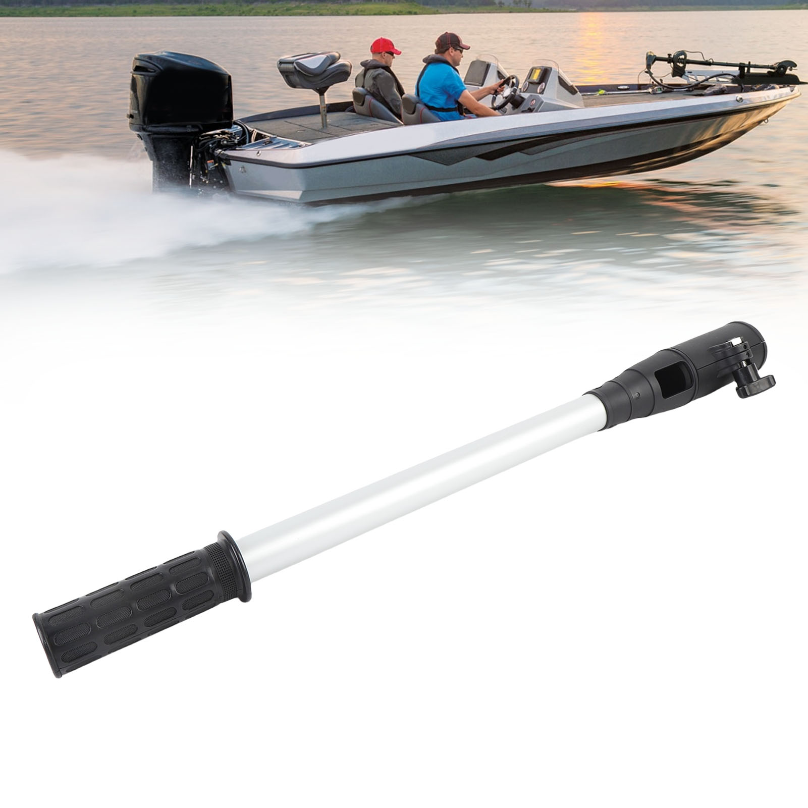 Fishing Kayak Cart - ティラーハンドルエクステンション人間工学に基づいたハンドルノブアルミチューブ船外機タイプハンドルタグモーター用18.1インチ延長長さ