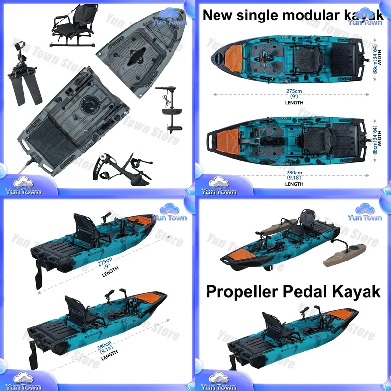 Fishing Kayak Sit In - モジュラーカヤック 9.5フィート シットオントップ ペダルフィン駆動 フィッシングカヤック カヤックアクセサリー