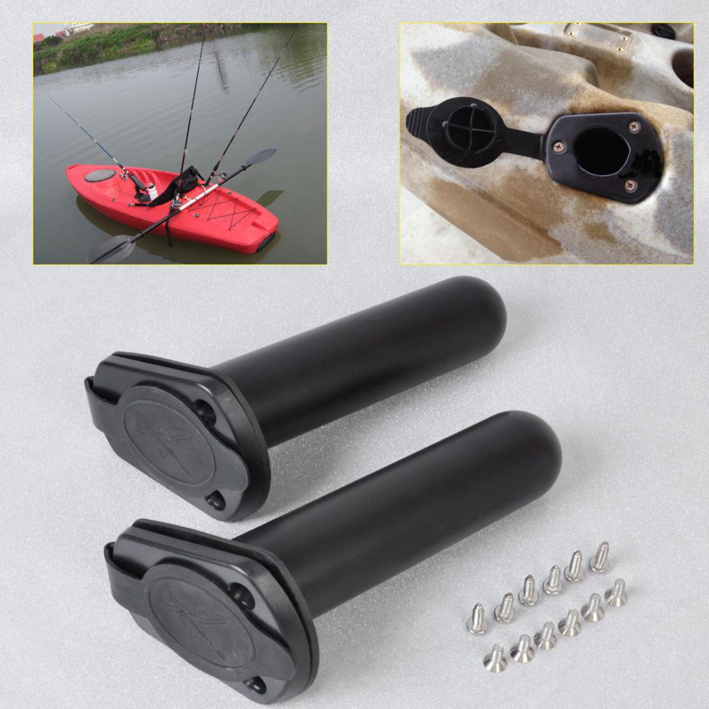 Fishing Kayak Crate - 2 個海洋海ボートフラッシュマウント釣竿ホルダーとキャップカバーガスケットカヤックカヌーボート釣具ボックスアクセサリー