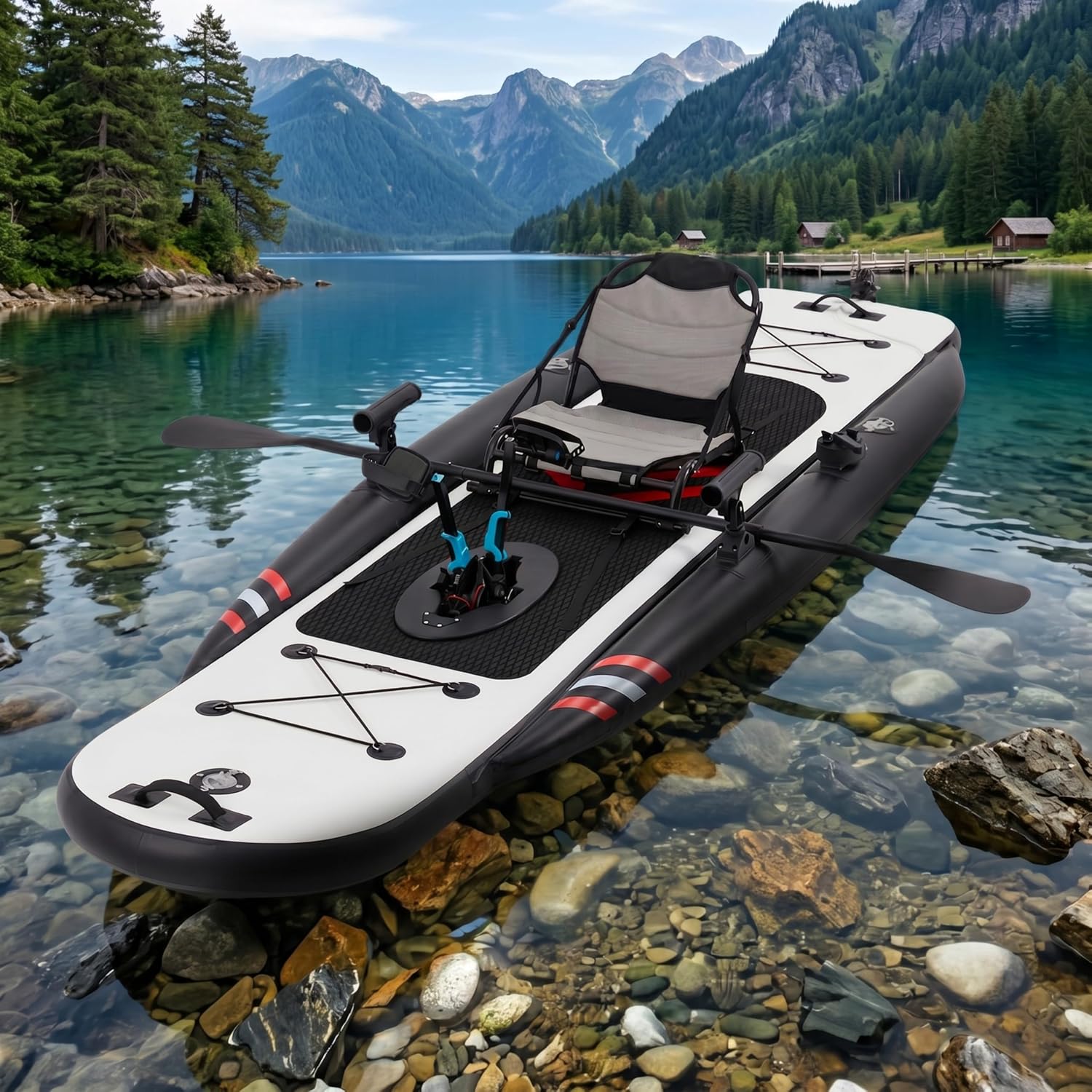 12フィート プレミアムPVCインフレータブルフィッシングカ - Fishing Kayak Seat のレビューと価格