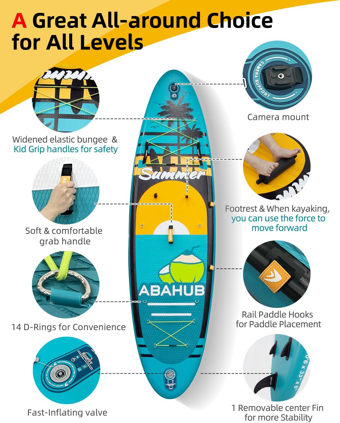 幅広10.6フィート×31/34インチのインフレータブルスタ - Fishing Kayak Paddle のレビューと価格