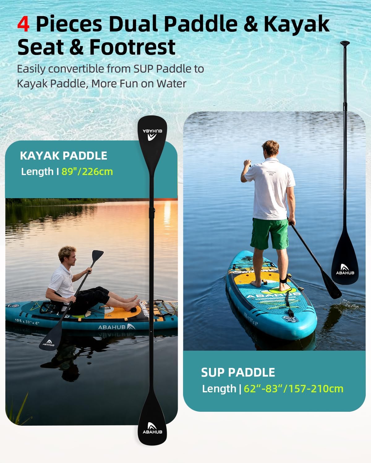 幅広10.6フィート×31/34インチのインフレータブルスタ - Fishing Kayak Paddle のレビューと価格