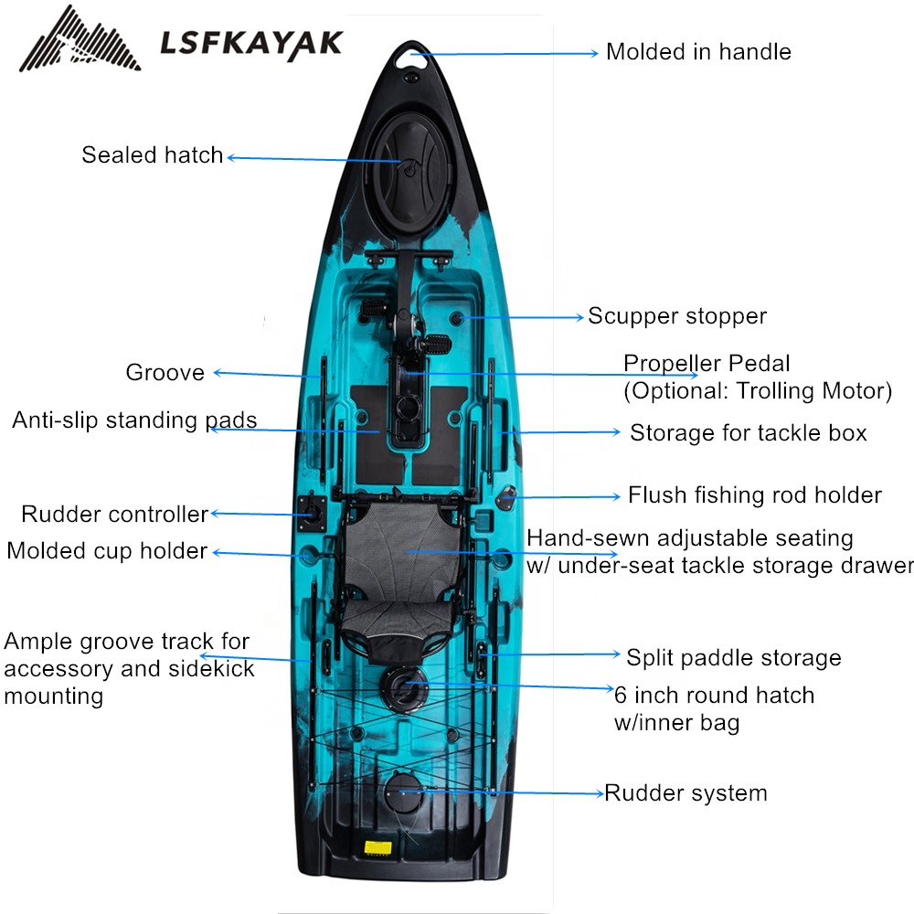 プラスチック製の漁船,回転ペダル付きの新しいカヌーカヤック, - Fishing Kayak Pedal Drive のレビューと価格
