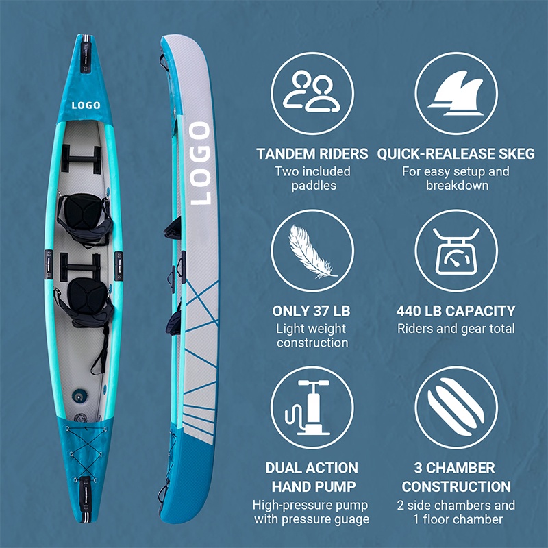 ドロップステッチカヤック インフレータブルカヌー 2人乗り  - Fishing Kayak Sit In のレビューと価格