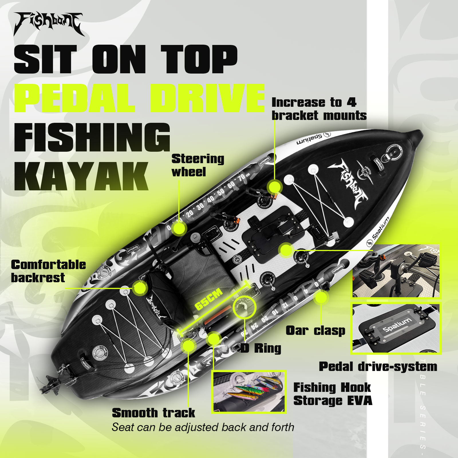 スペースティウムフィッシングカヤックボートペダルドライブシッ - Fishing Kayak Sit In のレビューと価格