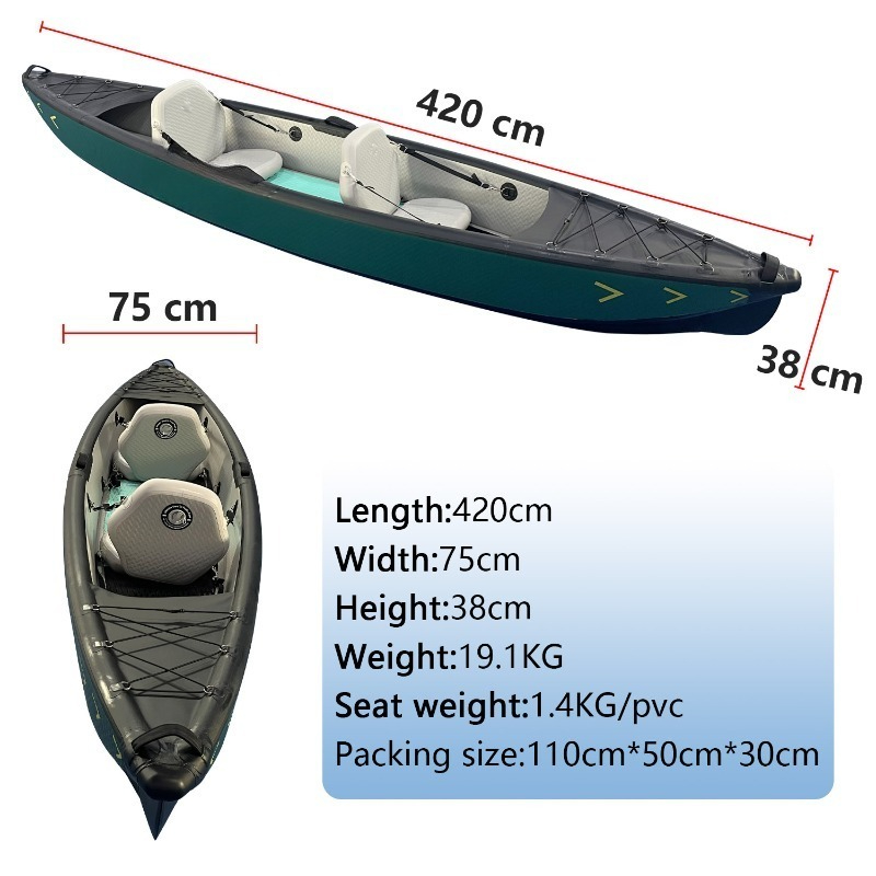 新設計4.2mポータブルインフレータブルカヤックカヌー、強化 - Fishing Kayak Inflatable のレビューと価格