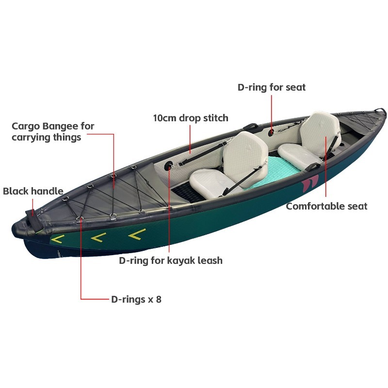 新設計4.2mポータブルインフレータブルカヤックカヌー、強化 - Fishing Kayak Inflatable のレビューと価格