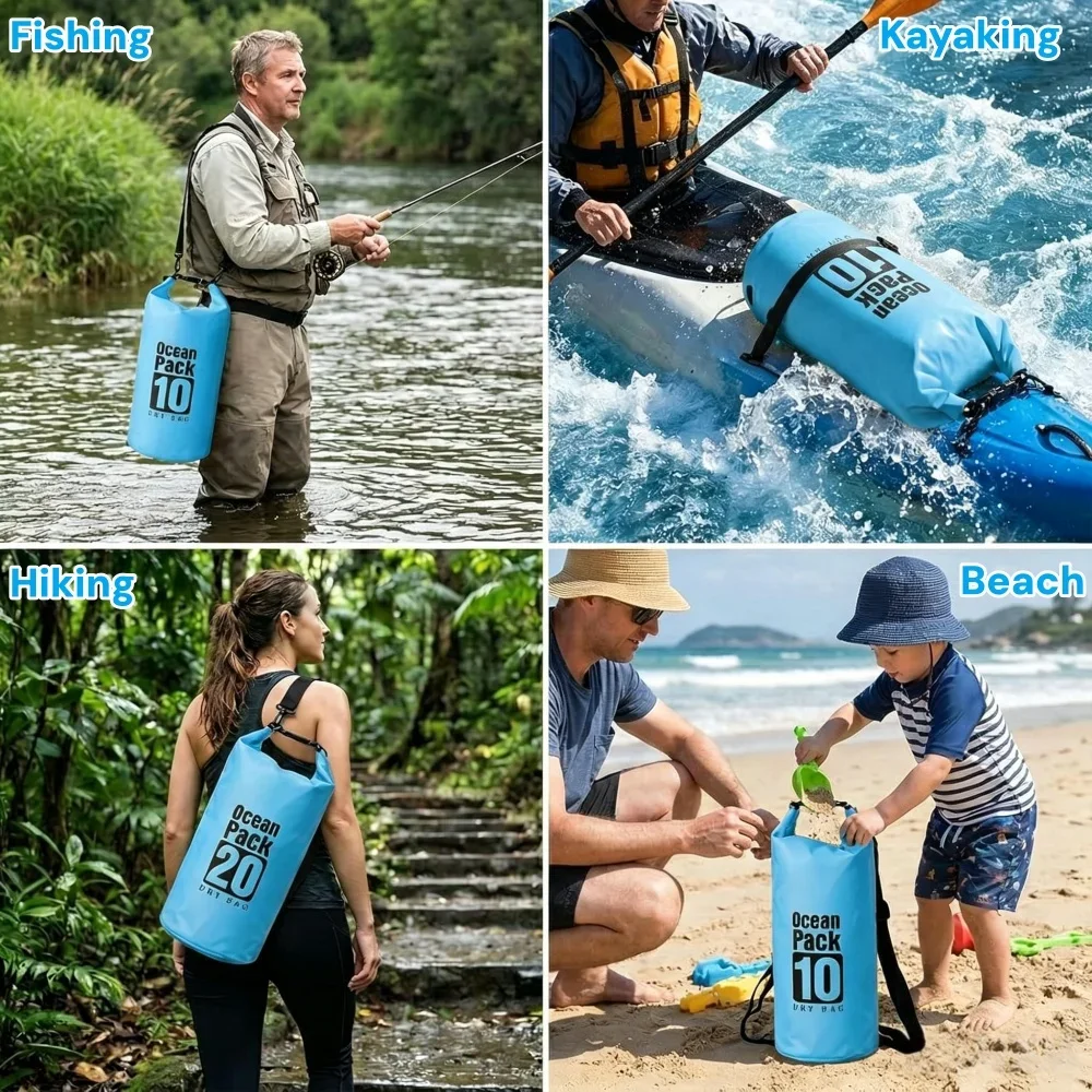 500D防水ドライバッグフローティング、ロールトップドライサ - Fishing Kayak Storage Bag のレビューと価格